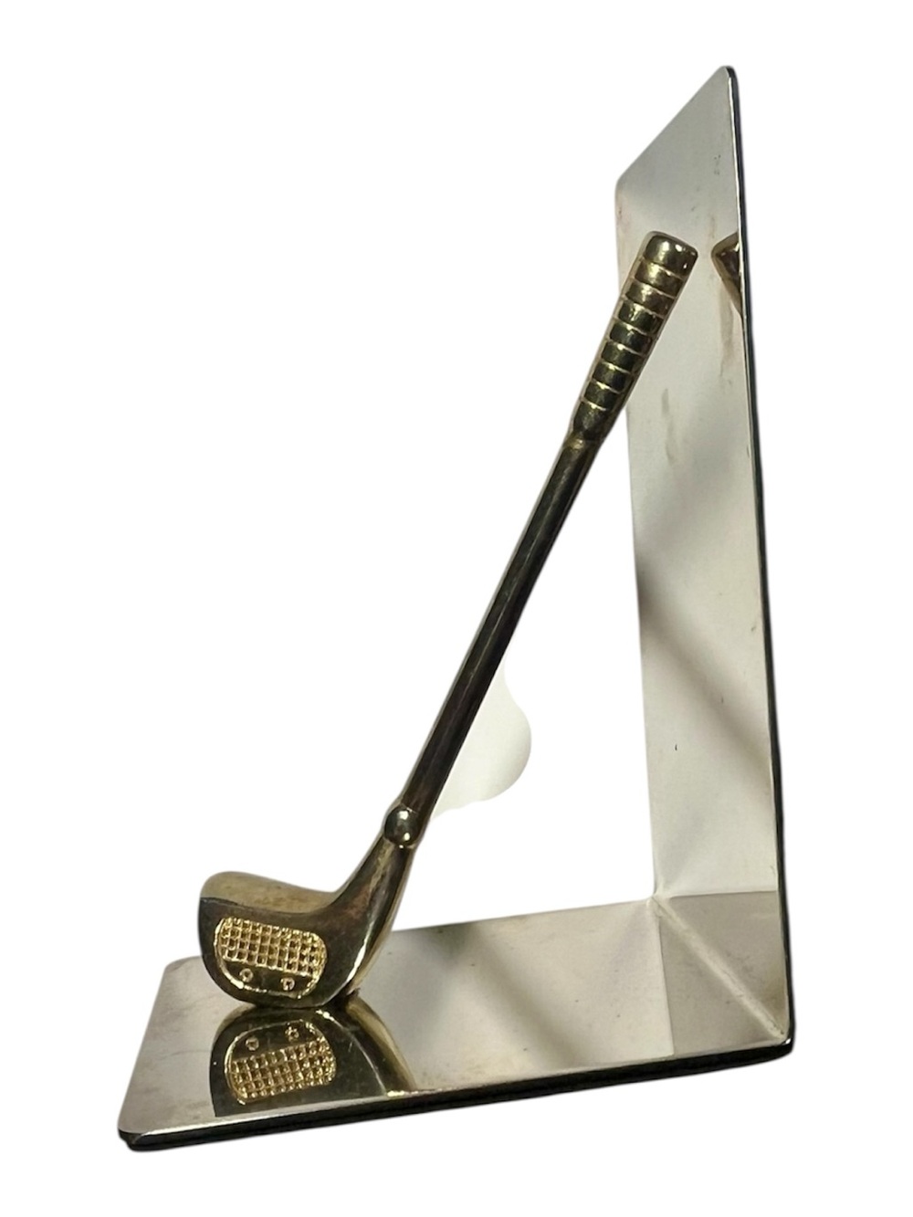 Chrome & Brass Golf Club Bookend – Single Golf-Themed Bookend